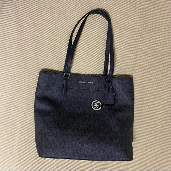 Michael Kors Jet Set Large Tote – Black Logo Canvas black and grey - Picture 2 of 12